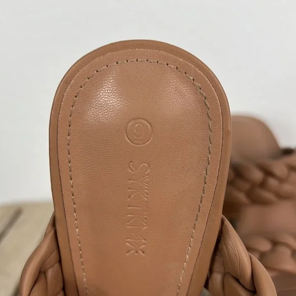 Vintage Syktkm Sandal Womens Shoes 8 Braided Strappy Slip On Brown Preowned - Picture 9 of 10
